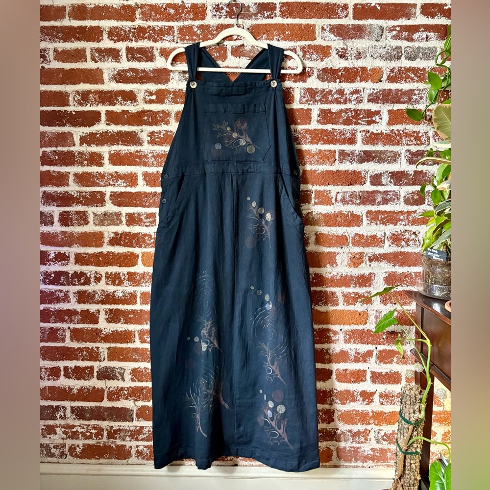 90s Blue Fish Hand Painted Dress by Jennifer Barclay - Picture 2 of 10